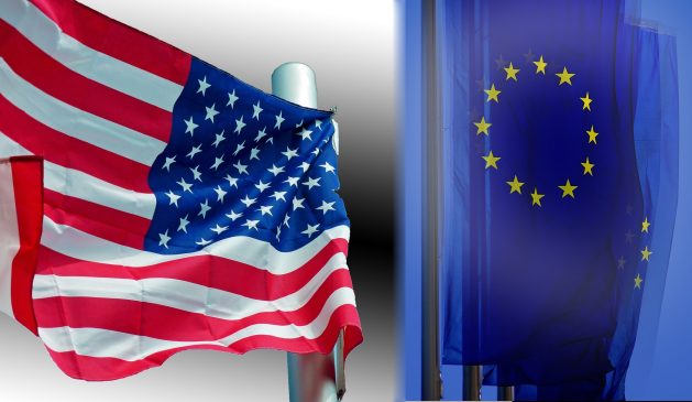 USA- & Europa-Flagge