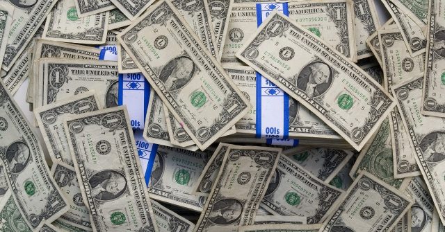 Viele 1 US-Dollar Noten auf einem Haufen