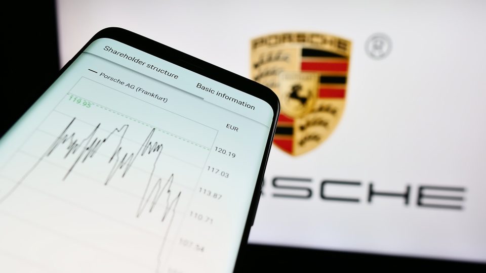 Porsche Logo mit Aktienkurs