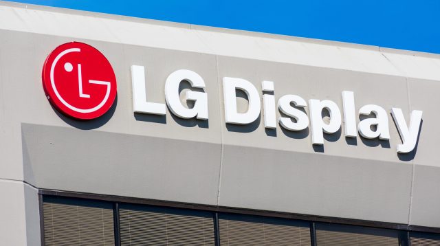 LG Display-Schild auf dem Gelände des Hauptsitzes von LG Display America in Kalifornien, USA