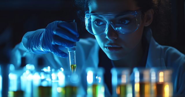 Wissenschaftlerin bei der Arbeit mit organisch-chemischen Proben