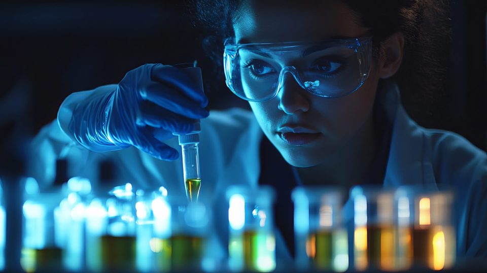 Wissenschaftlerin bei der Arbeit mit organisch-chemischen Proben