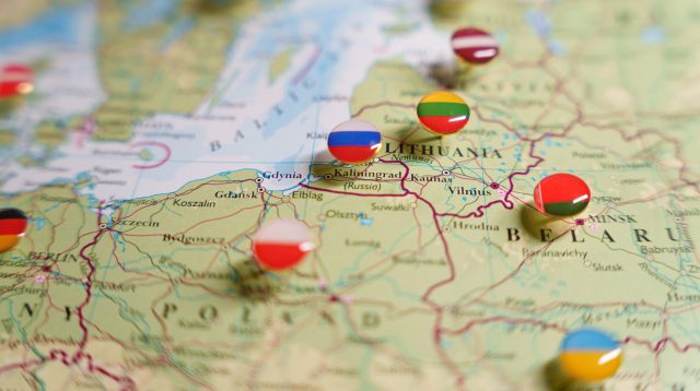 Karte Osteuropas mit Pins
