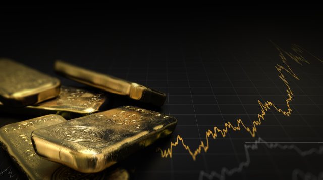 Goldbarren mit Kursverlauf
