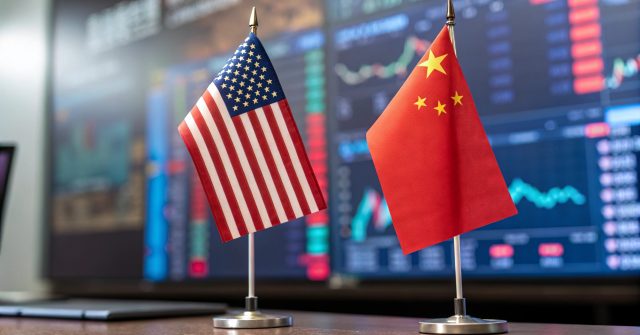 Amerikanische und chinesische Flagge