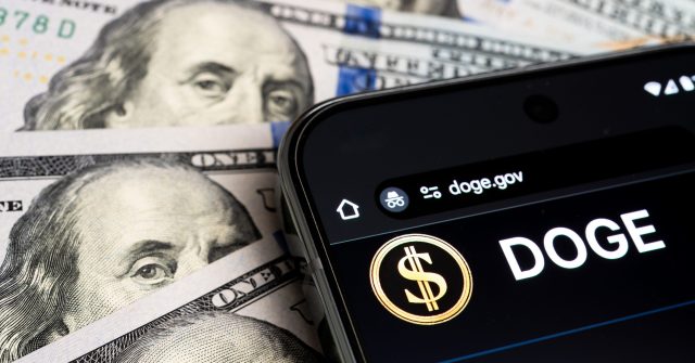 Department of Government Efficiency Website und Dollar-Noten