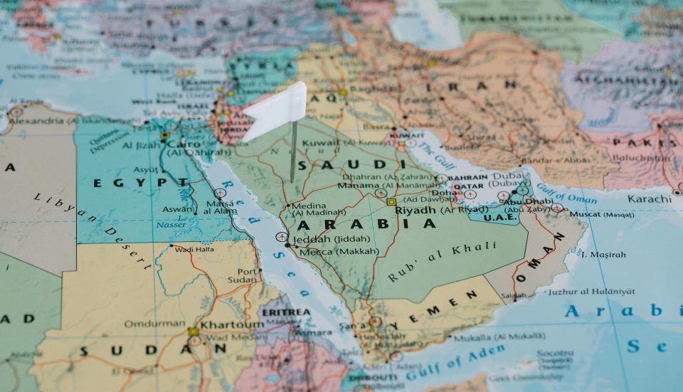 Saudi-Arabien auf einer Karte