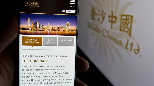 Das Logo des Glücksspielunternehmens Sands China Ltd.