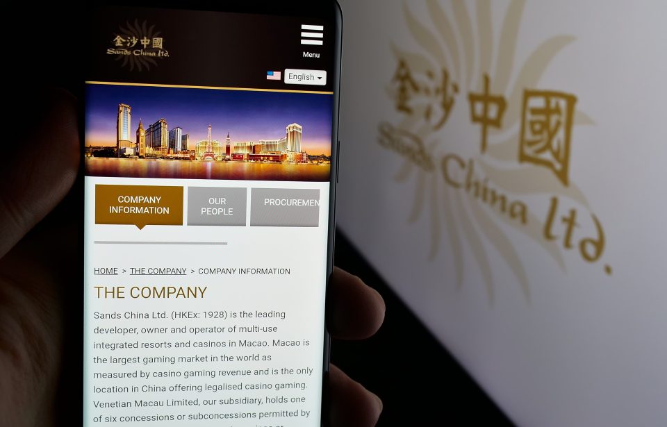 Das Logo des Glücksspielunternehmens Sands China Ltd.