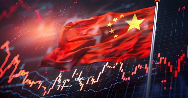 Flagge Chinas mit Kursen