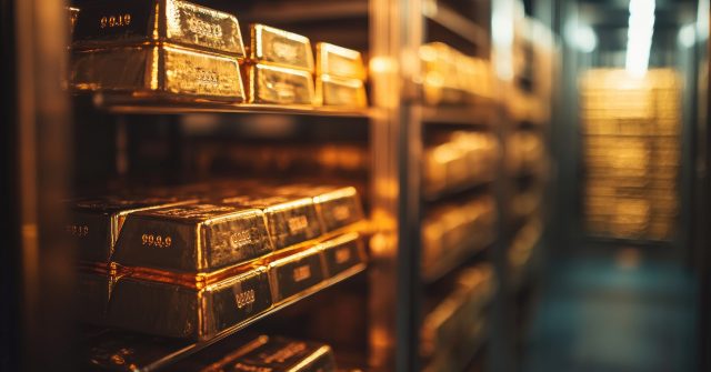 Goldbarren in einem Tresorlager
