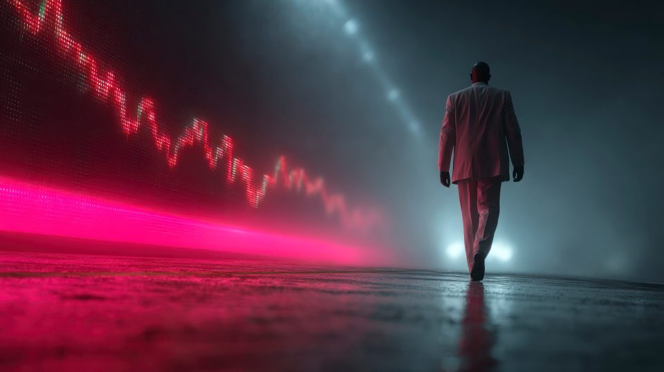 Manager läuft entlang von Graphen