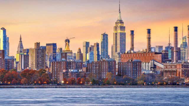 Bankentürme im Abendrot