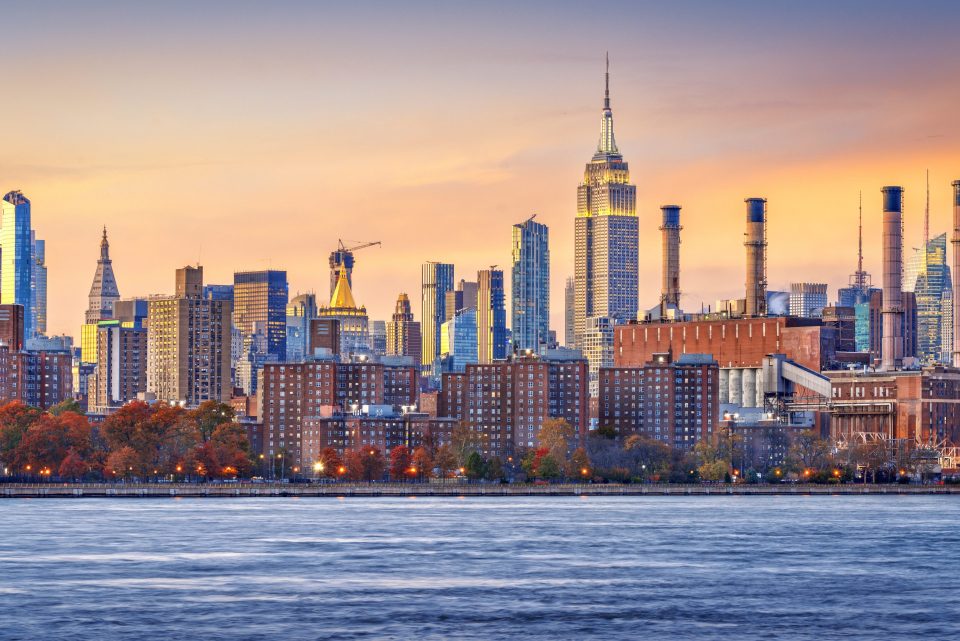 Bankentürme im Abendrot