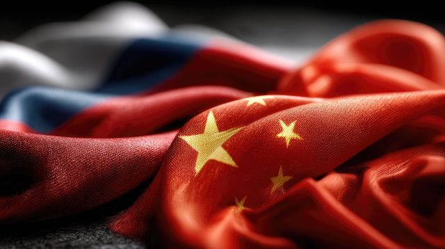 Chinesische & russische Flagge