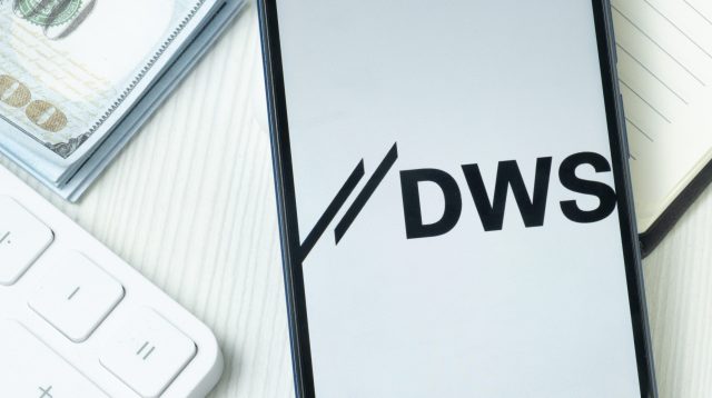 New York, USA - 21 June 2024: DWS Group Logo on Phone Screen, Company Icon
