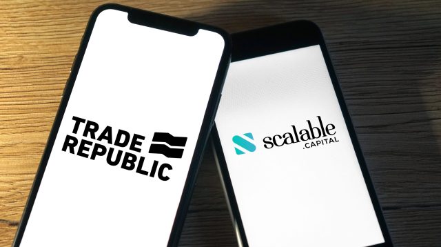 Logos der Neobroker Trade Republic und Scalable Capital.