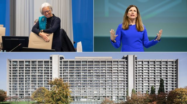 Christine Lagarde, Bettina Orlopp und das umstrittene Bundesbank-Gebäude.